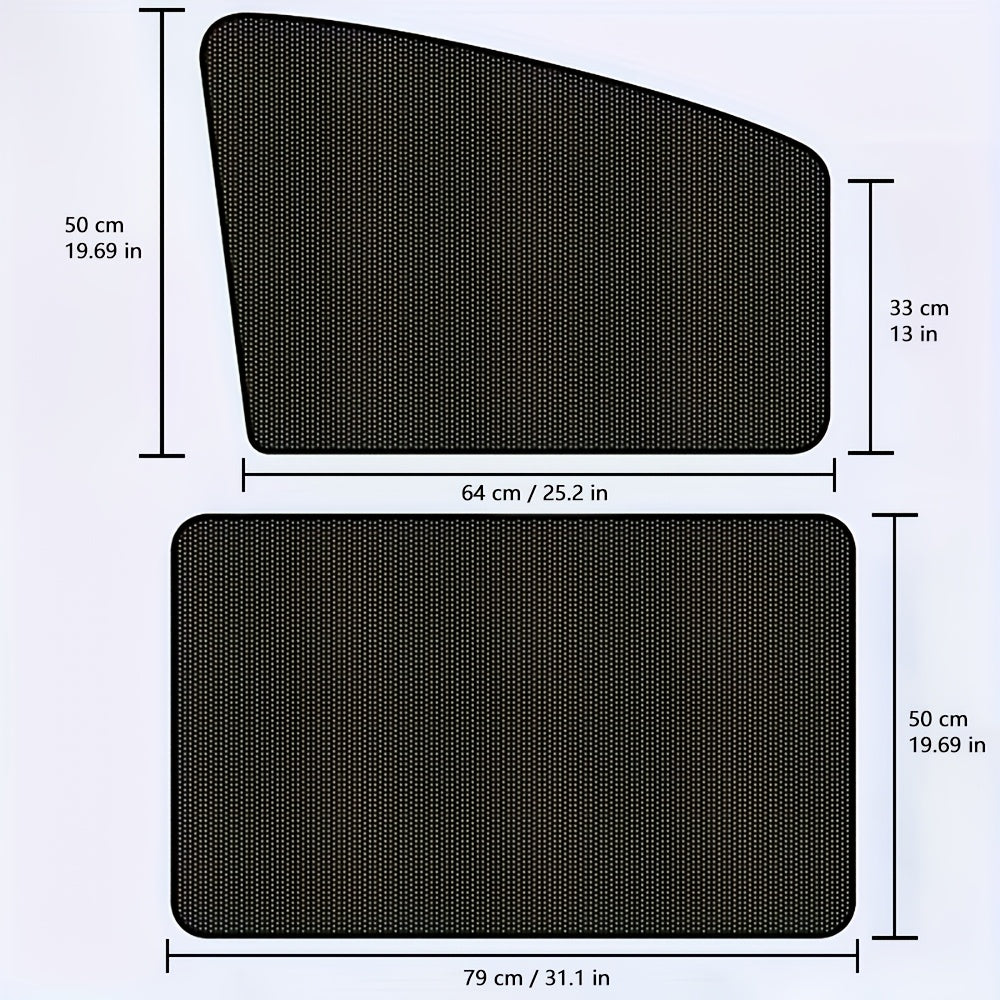 Magnetic Car Sunshade Curtains 4pcs – Black Mesh UV Protection & Heat Insulation, Easy Install on Window or Windshield