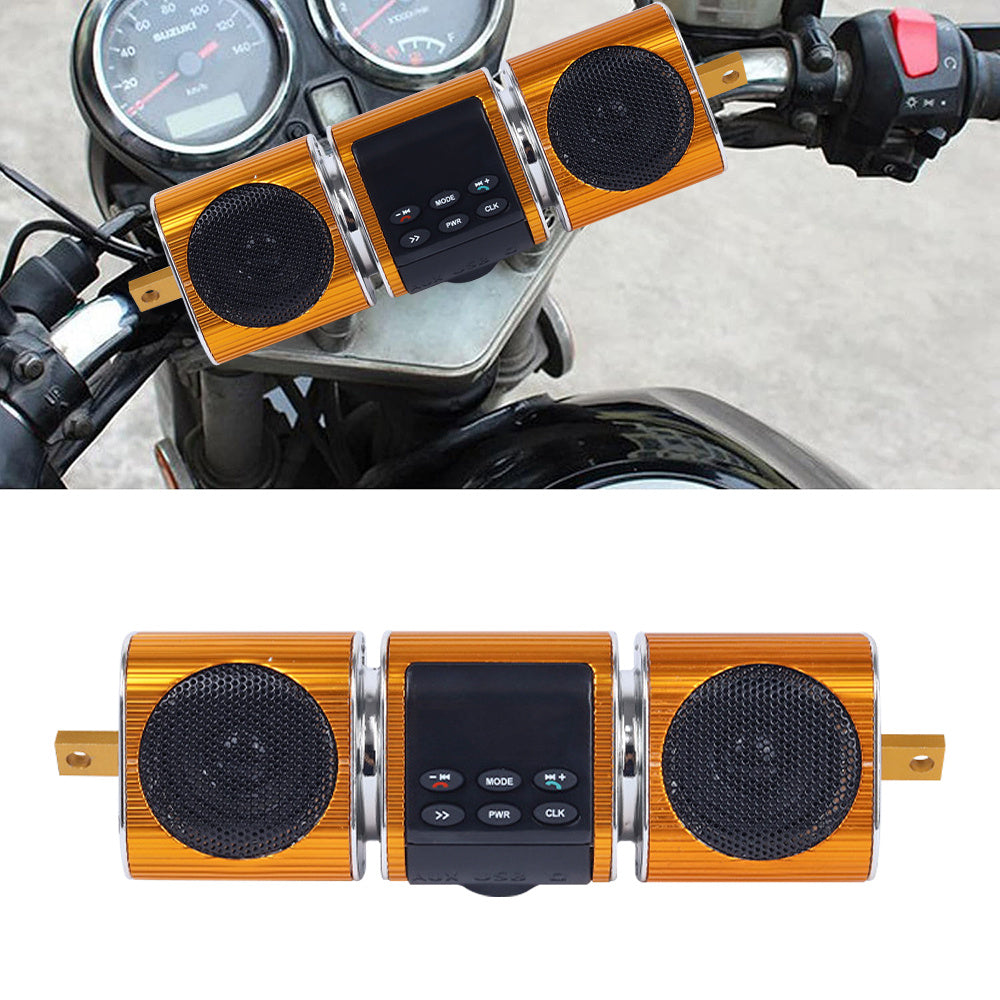 Motorcycle Sound Bar with Built-In Amplifier 12V Wireless Stereo MP3 Player Handlebar Mount for Motorcycle ATV UTV Scooter Off-Road Bike USB Input Button Control