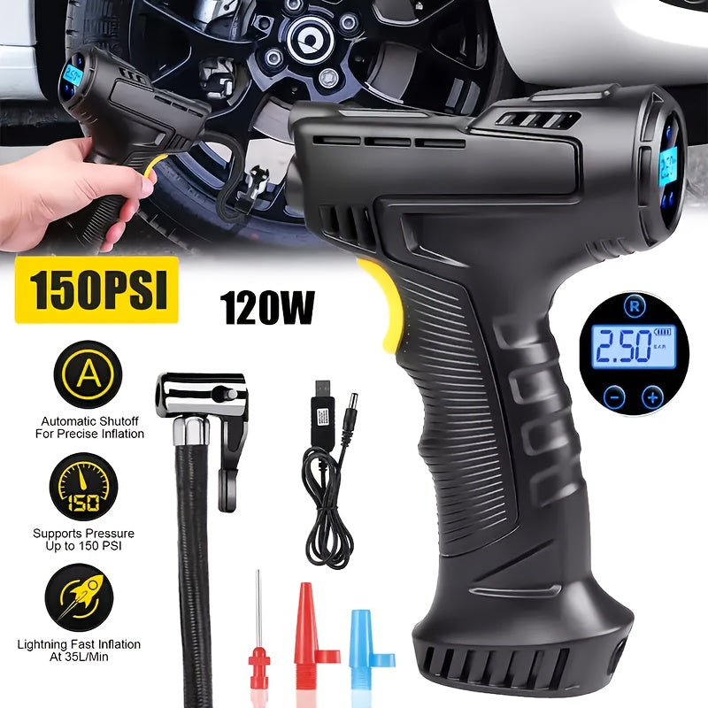 Wireless Tire Inflator Portable Air Compressor 5200mAh Rechargeable with Digital Display & Auto Shut-Off for Car Bicycle Balls – USB Charging
