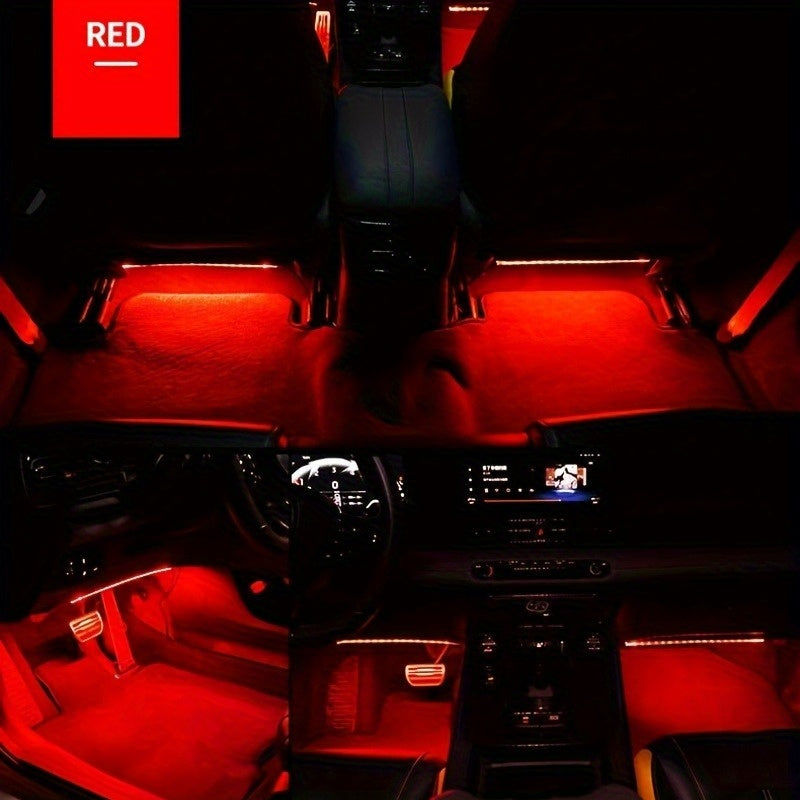 LED Car Interior Lights Music Sync – 4pcs USB RGB Underglow Ambient Lighting Kit with App & Remote Control