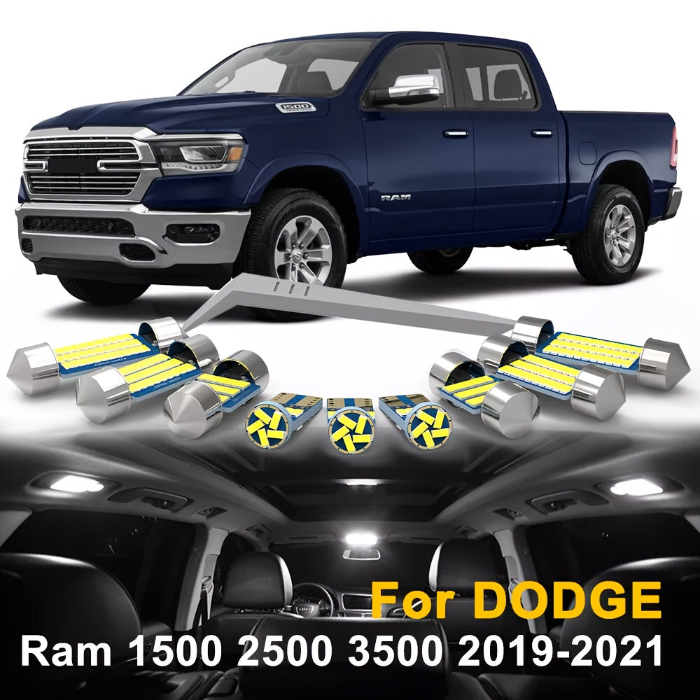 Interior LED Bulbs Kit for Dodge Ram 1500 2500 3500 1994-2023, Canbus 6000K Cool White Map Dome Trunk License Plate Lights, 12V Direct Fit — 13 or 17-18pcs