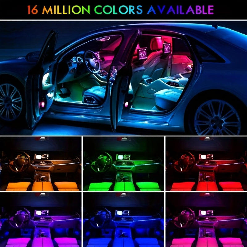 Car LED Ambient Light Strip – USB Powered Neon Footwell Interior Atmosphere Light, High Brightness, Easy Install, No Battery Required