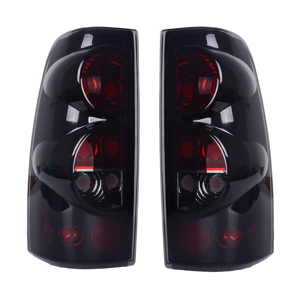 Tail Lights for Chevy Silverado 1500 2500 3500 1999-2006 & GMC Sierra 1999-2003, Direct Replacement Pair, Black Housing Red Lens / Smoked Gray, Polycarbonate Lens