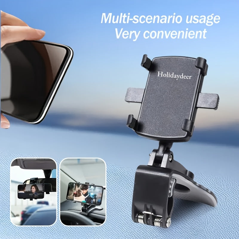 Dashboard Phone Holder 360° Rotating Car Mount | Universal Fit for All Smartphones, Stable Grip, Multifunctional Car & Desk Cradle – Black