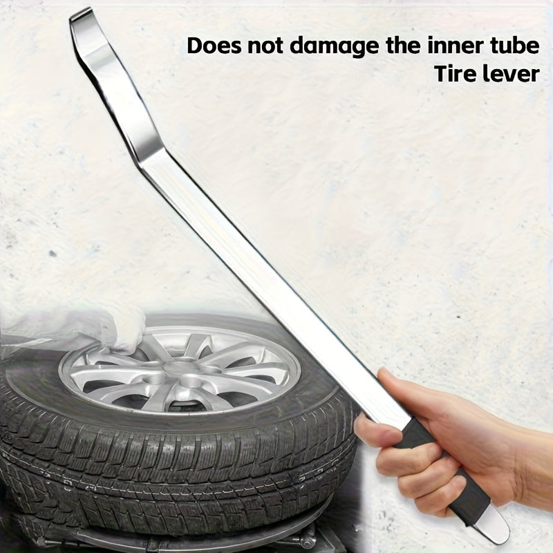 Tire Pry Bar Heavy-Duty Stainless Steel – Non-Slip Rubber Handle Tire Removal Tool for Home Garage & Auto Repair