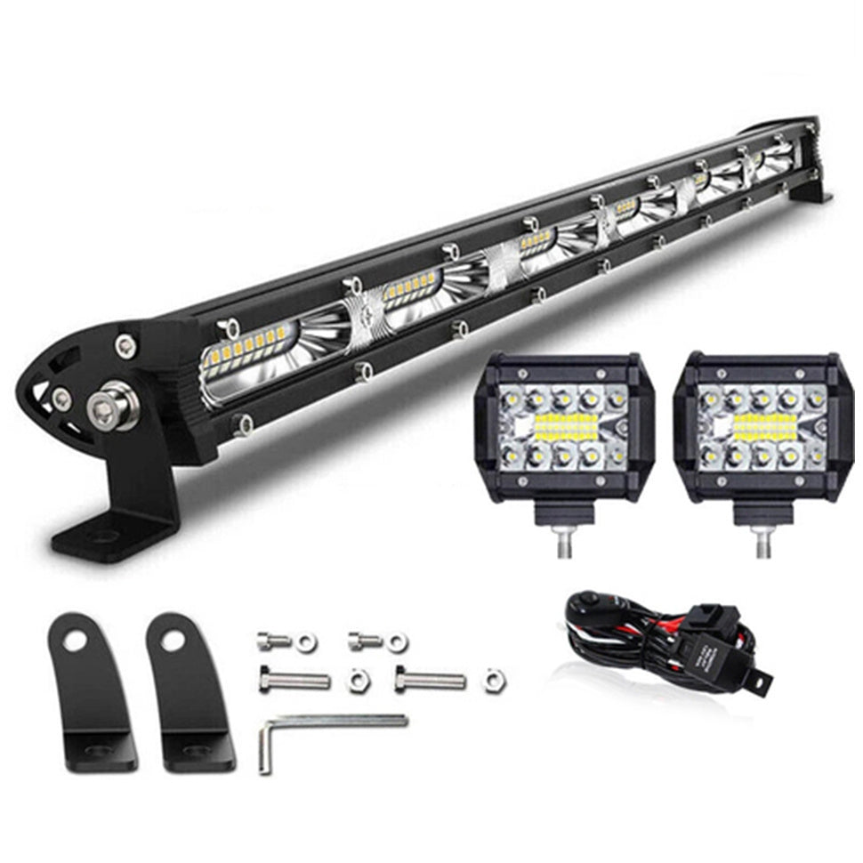 20 Inch LED Light Bar 180W Single Row – Ultra Slim Off-Road Work Lamp 12V/24V for ATV SUV Tractor Boat, 6000K White
