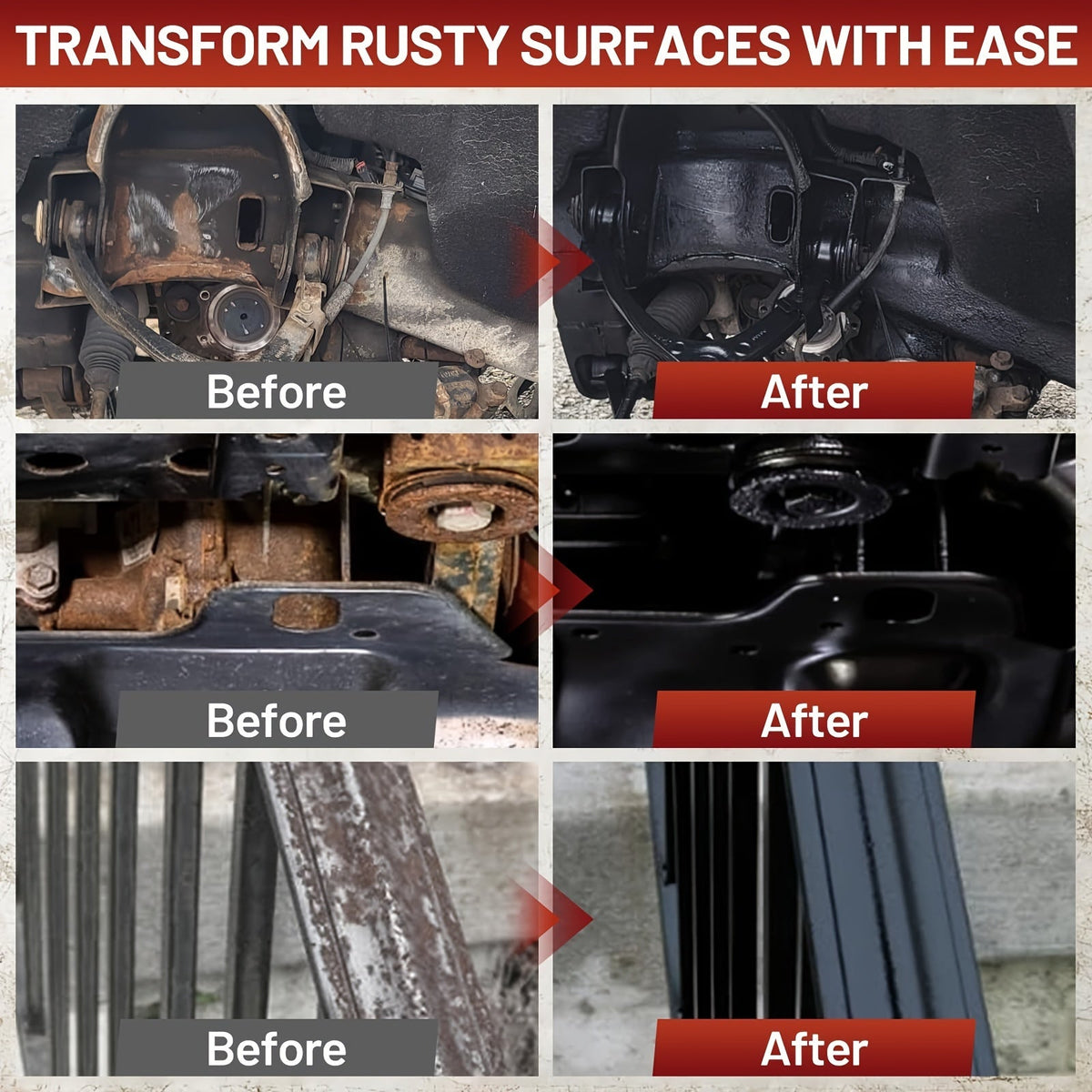 Rust Converter & Preventive Coating 35oz – Permanent Rust Remover, Anti-Rust Reformer for Automotive Metal Frames, Non-Porous Black Metallic Barrier