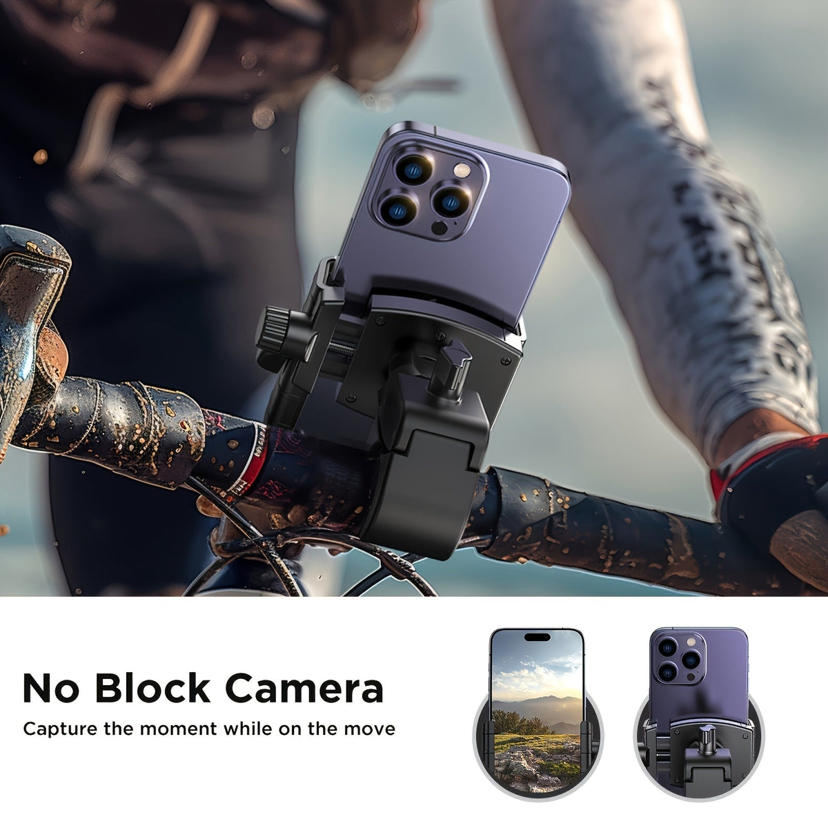 Motorcycle Phone Mount – Quick Lock Handlebar Holder, Camera-Friendly Universal Bike Clamp for iPhone & Samsung 4–7" | Scooter Bicycle E-Bike