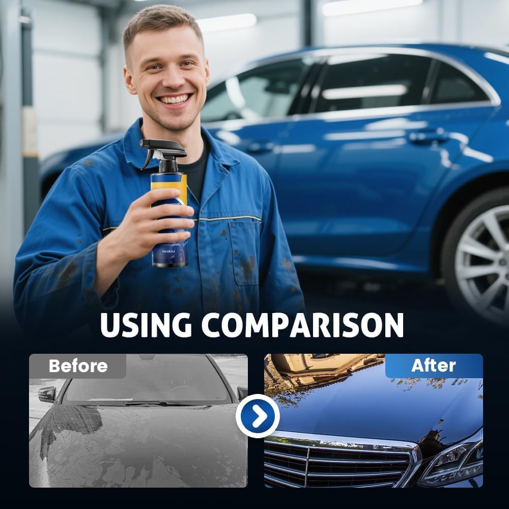 Car Coating Spray – Waterless Wash, Polish & Paint Protection | Quick-Effect Glass Cleaner for All Vehicles