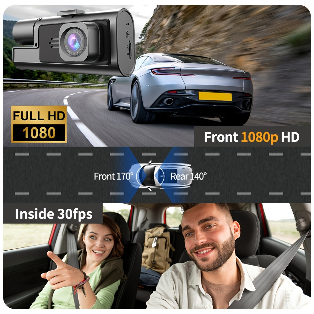 Dash Cam 1080P WiFi Dual Channel – 170° Wide Angle, Super Night Vision, Loop Recording, G-Sensor & Smartphone Remote Access