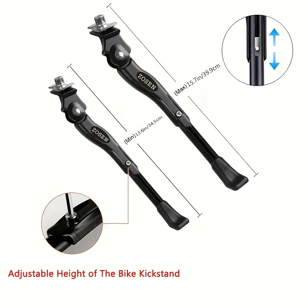 Bike Kickstand Adjustable Aluminum Alloy – Strong Side Stand for 24-29 Inch Bicycles, Mountain Bike & Road Bike