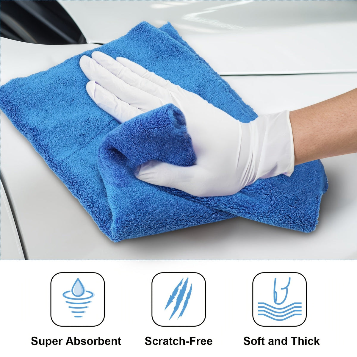 Microfiber Car Detailing Towels 30-Pack – Edgeless 500 GSM, 16×16″ Plush Cloths for Drying, Polishing & Washing