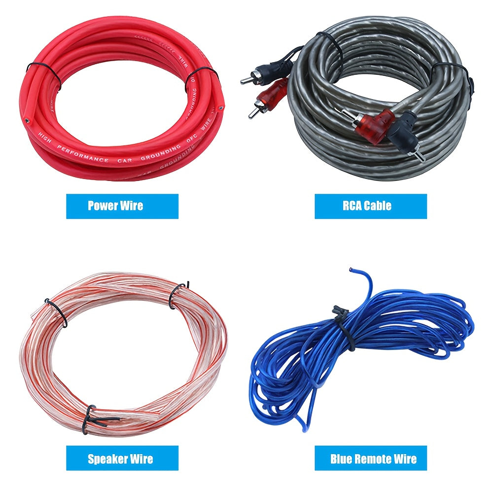 4 Gauge Amplifier Install Kit 2300W – CCA Power & Ground Wire, RCA, Speaker Wire, Remote Wire, AGU Fuse Holder & Accessories