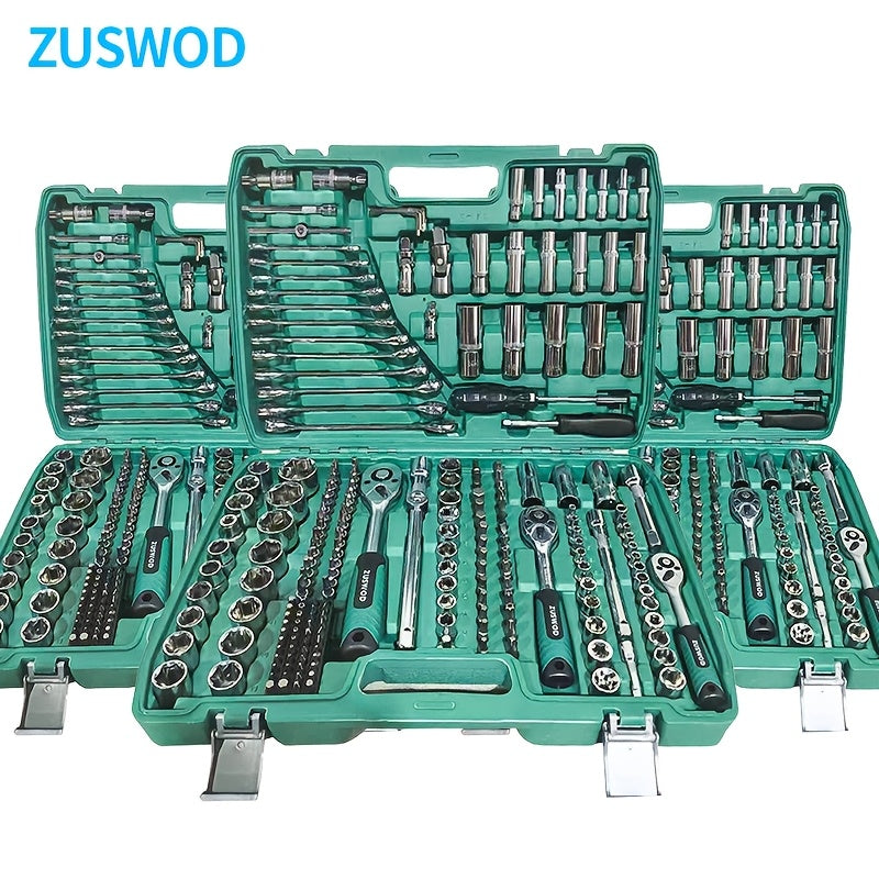 216-Piece Professional Tool Set – 1/4" 3/8" 1/2" Drive Ratchet Wrench & Socket Kit, S2 & CR-V, Automotive & Racing Grade