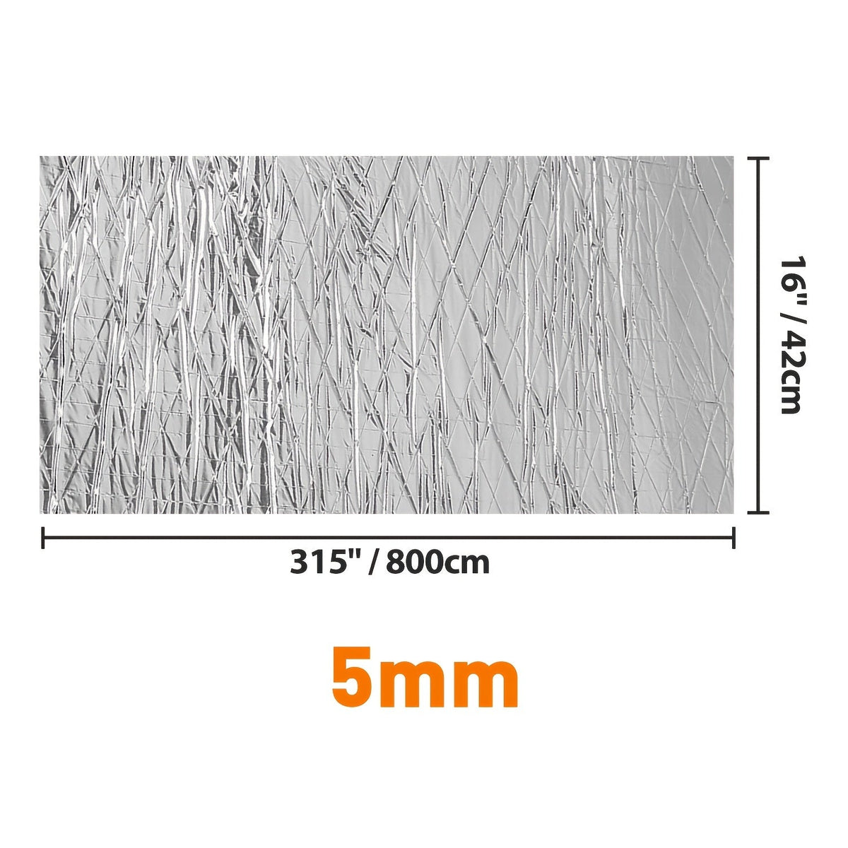 Automotive Aluminum Heat & Sound Insulation Mat 10mm, 315"x16" Roll, Black with Grey Backing, Thermal Noise Barrier for Car Door Floor Hood