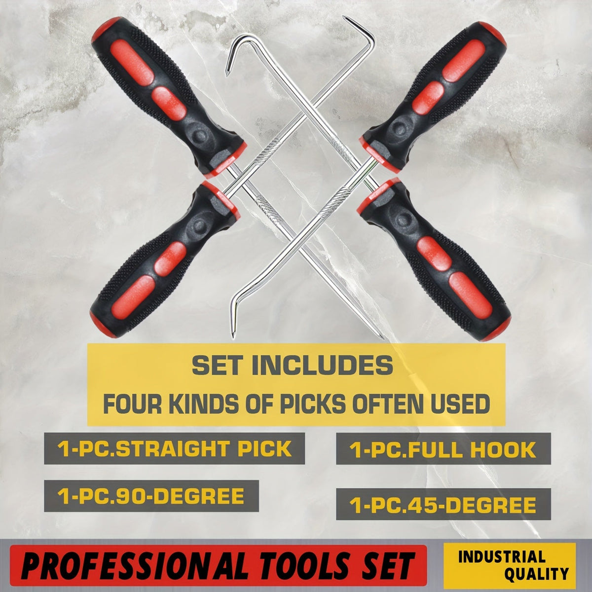 Hook and Pick Tool Set 6PCS, Oil Seal O-Ring Gasket Puller Kit for Car & Bicycle Maintenance, Precision Pick Tools for Seals Clips and Retaining Rings