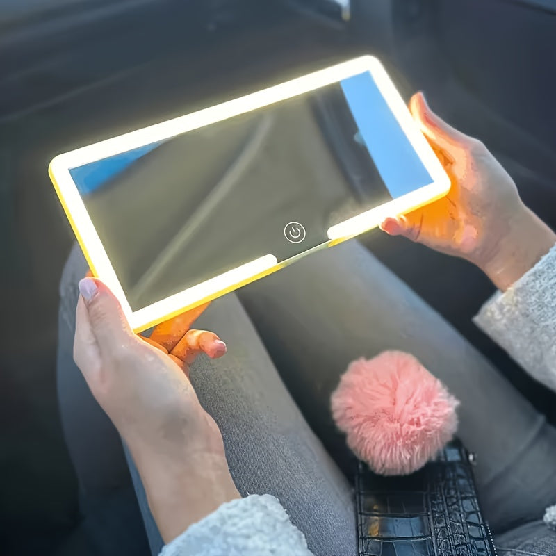 Car Sun Visor Makeup Mirror LED – USB-Powered Vanity Mirror with 3 Light Modes, Universal Fit for Cars Trucks SUVs, Gift for Women Drivers