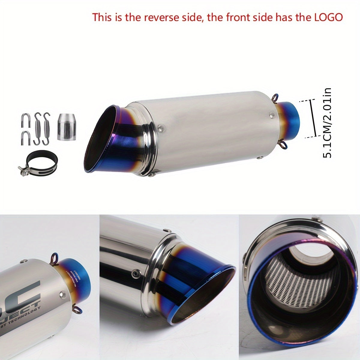 Stainless Steel Motorcycle Exhaust Pipe 51/60mm – Universal Slip-On Muffler for NMAX 125/155, Suzuki GSX650F, GSX1250, GSX650R