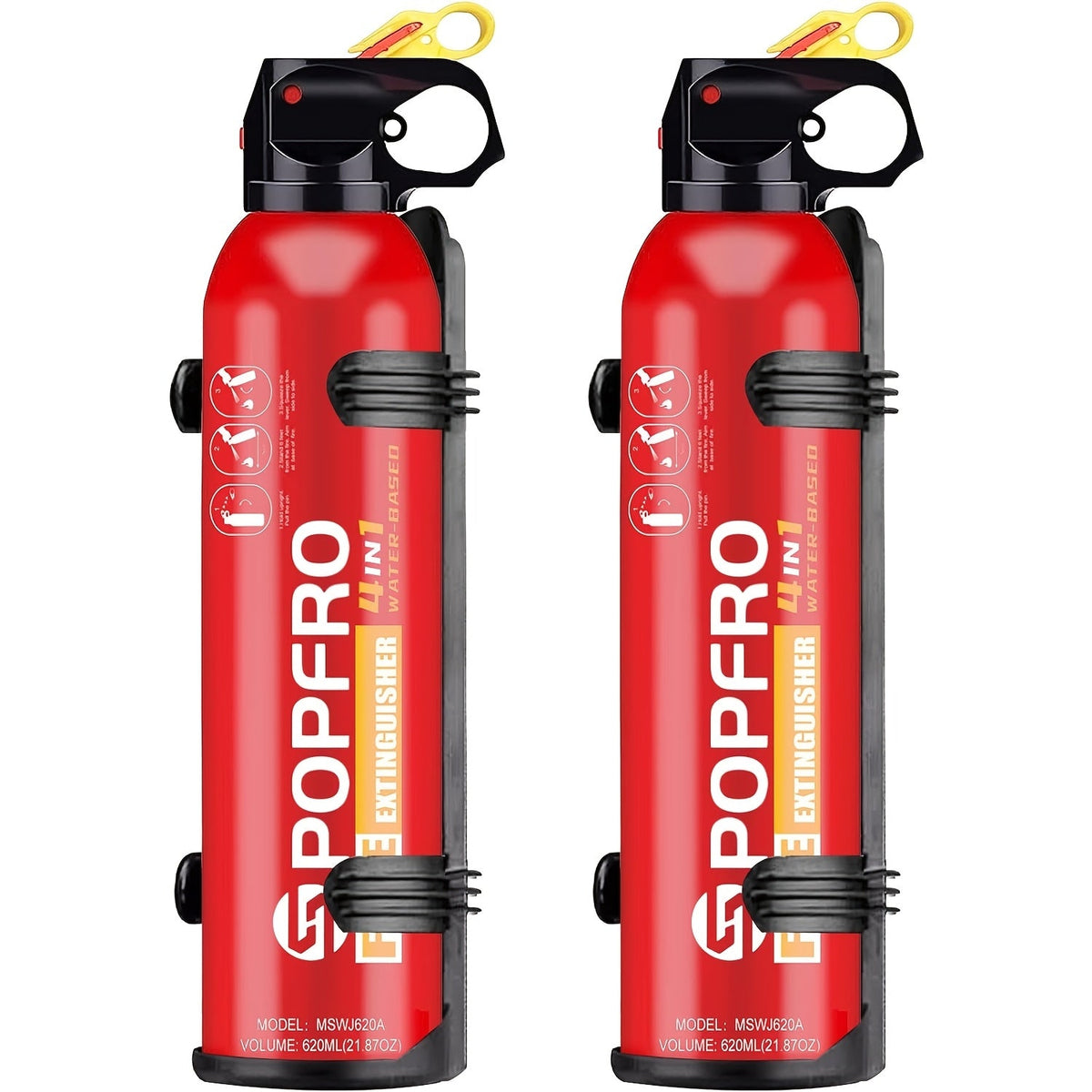 Portable Fire Extinguisher 4-in-1 for Home Garage Kitchen Car, Non-Toxic Easy-Clean Formula, Wall-Mounted, for Electrical & Textile Fires, 1 or 8 Bottles