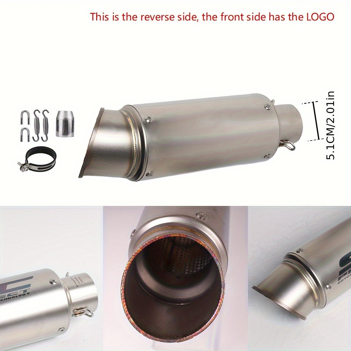 Stainless Steel Motorcycle Exhaust Pipe 51/60mm – Universal Slip-On Muffler for NMAX 125/155, Suzuki GSX650F, GSX1250, GSX650R