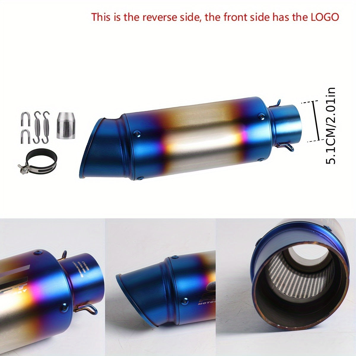 Stainless Steel Motorcycle Exhaust Pipe 51/60mm – Universal Slip-On Muffler for NMAX 125/155, Suzuki GSX650F, GSX1250, GSX650R