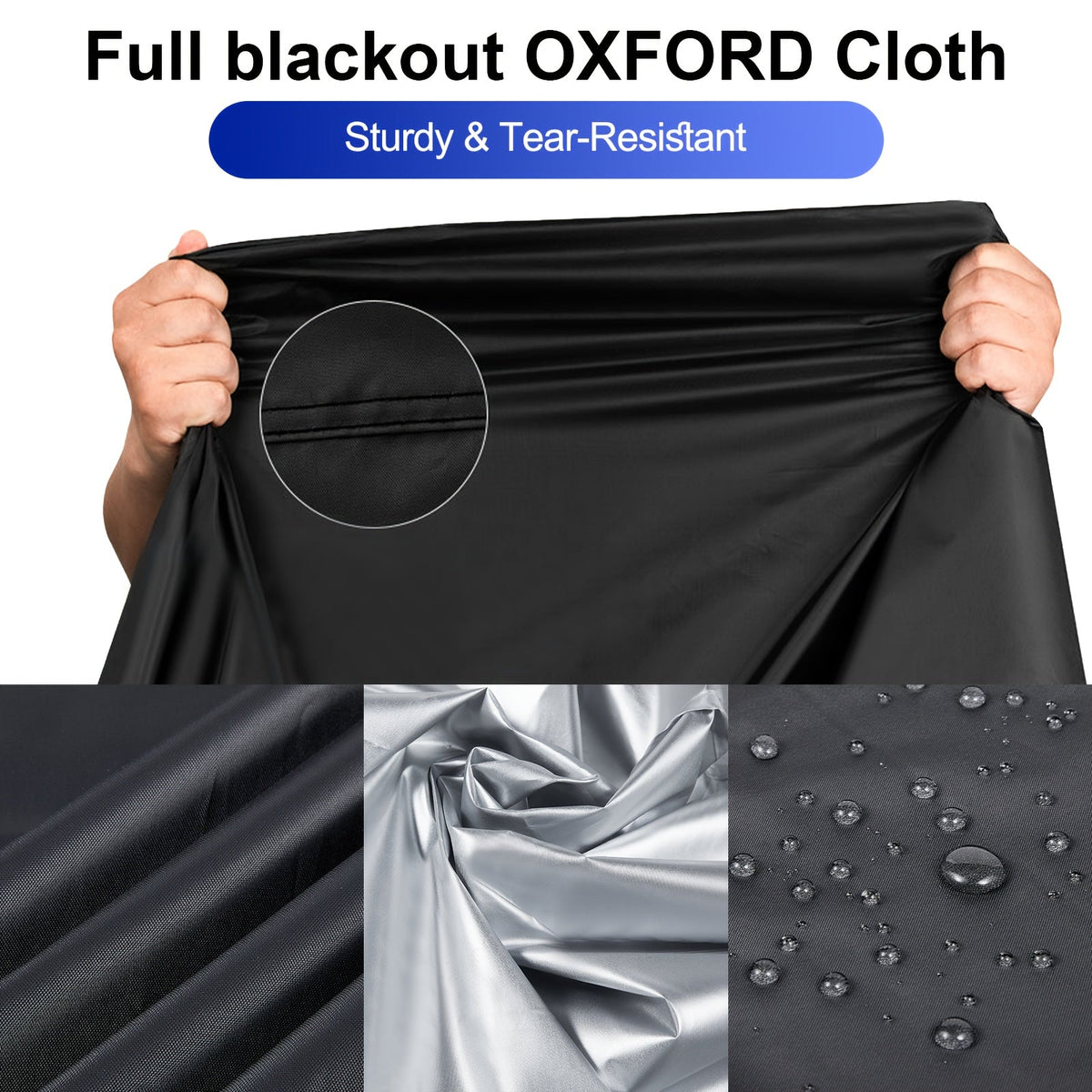 Motorcycle Seat Cover Waterproof 300D Oxford Cloth Half Cover – Rain Snow UV Protection for Touring Cruiser Bikes M 43in L 51in with Storage Bag
