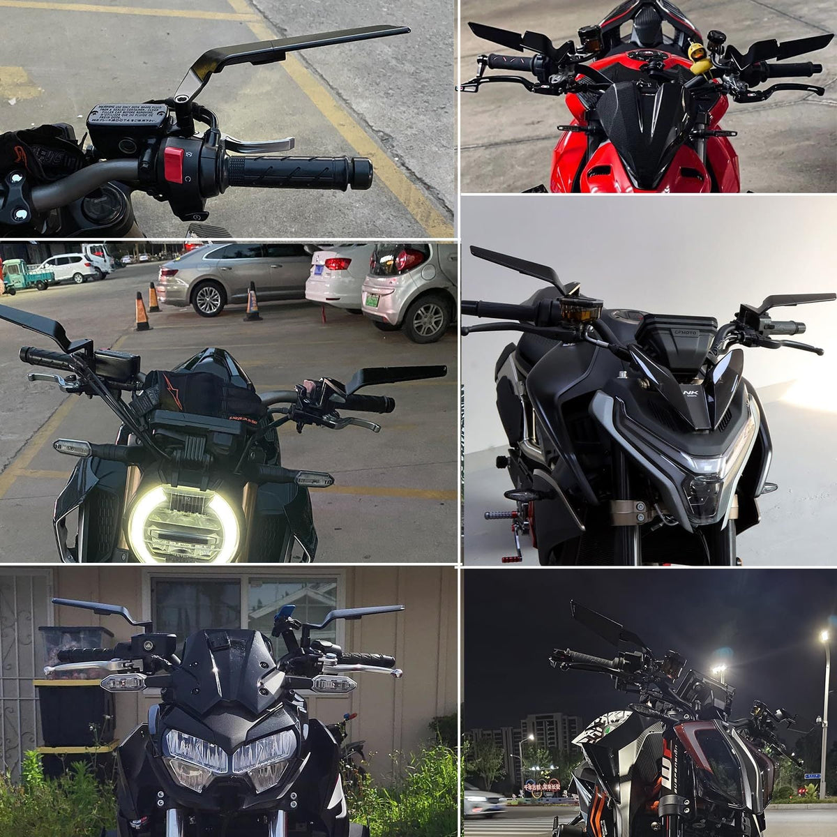 Motorcycle Rearview Mirrors Adjustable Wind Wing Side Mirrors 360° Rotation Compatible with Kawasaki Z400 Z650 Z900 KTM 390 Duke 1290 Super Duke R Street Bikes