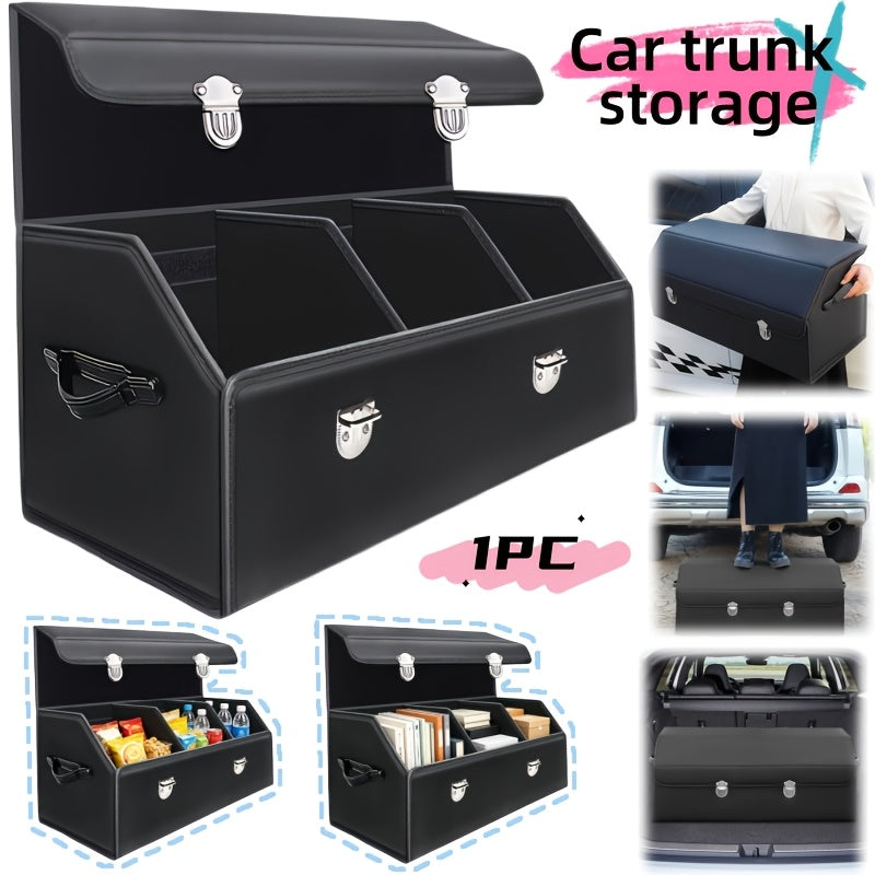 Car Trunk Organizer Collapsible Storage Box – Foldable Cargo Container for SUV, Truck & Sedan, Heavy-Duty Auto Trunk Storage Bag with Handles