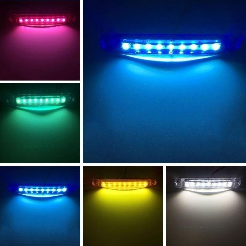LED Side Marker Lights 12V 9-LED Indicator Lamp Bar 20pcs for Trucks Cars Trailers RVs White Red Amber Blue Green 2-Wire Easy Install