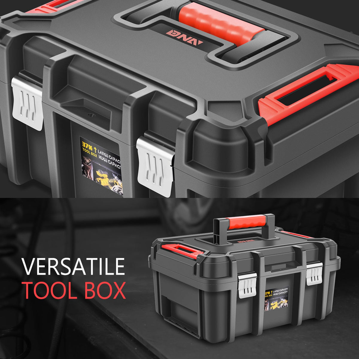 2-Piece Lockable Toolbox Set – Portable Tool Storage Organizer with Removable Tray, Double Lock, Large Capacity | Garage, Workshop & Home Use