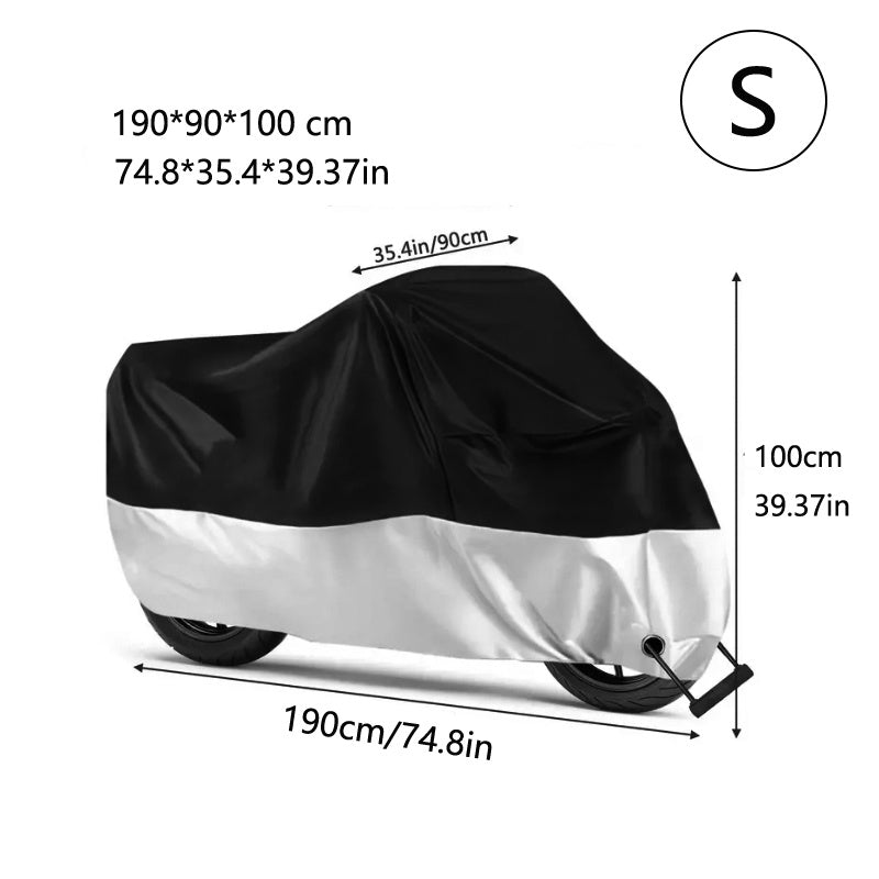 Waterproof Motorcycle Cover with Lock Hole – Full Body Outdoor Rain Cover for Motorbike | S & L Sizes