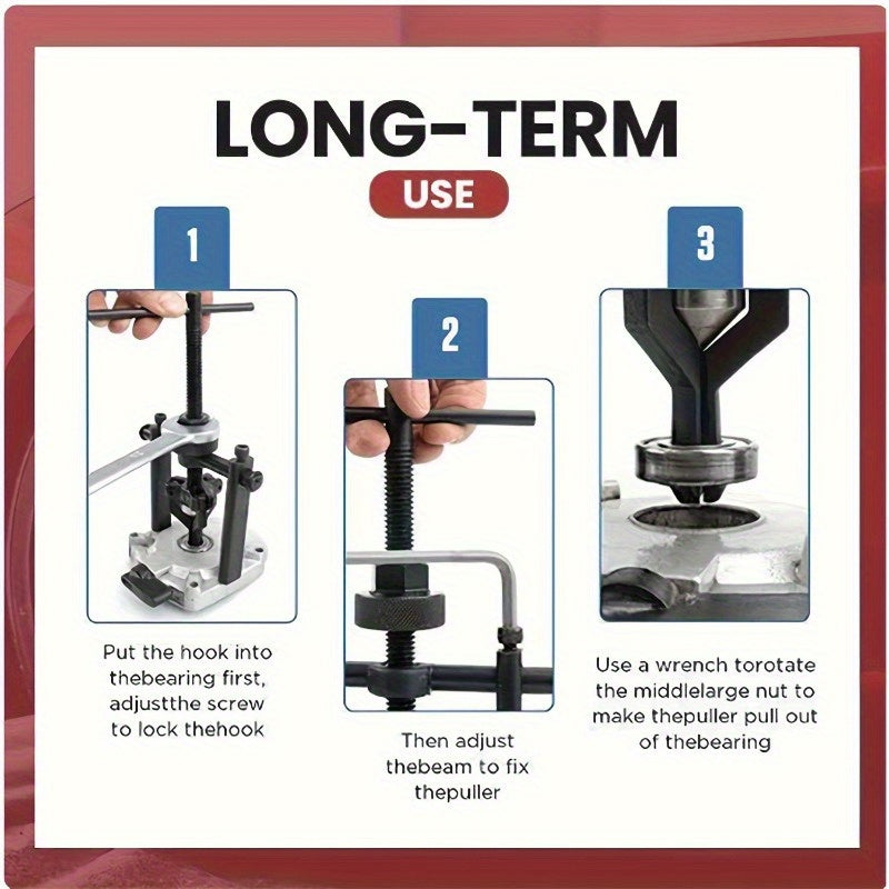 3-Jaw Gear & Bearing Puller Set 2pc | Reversible Inner Outer Pilot Bearing Puller Wheel Bearing Remover Forged Steel