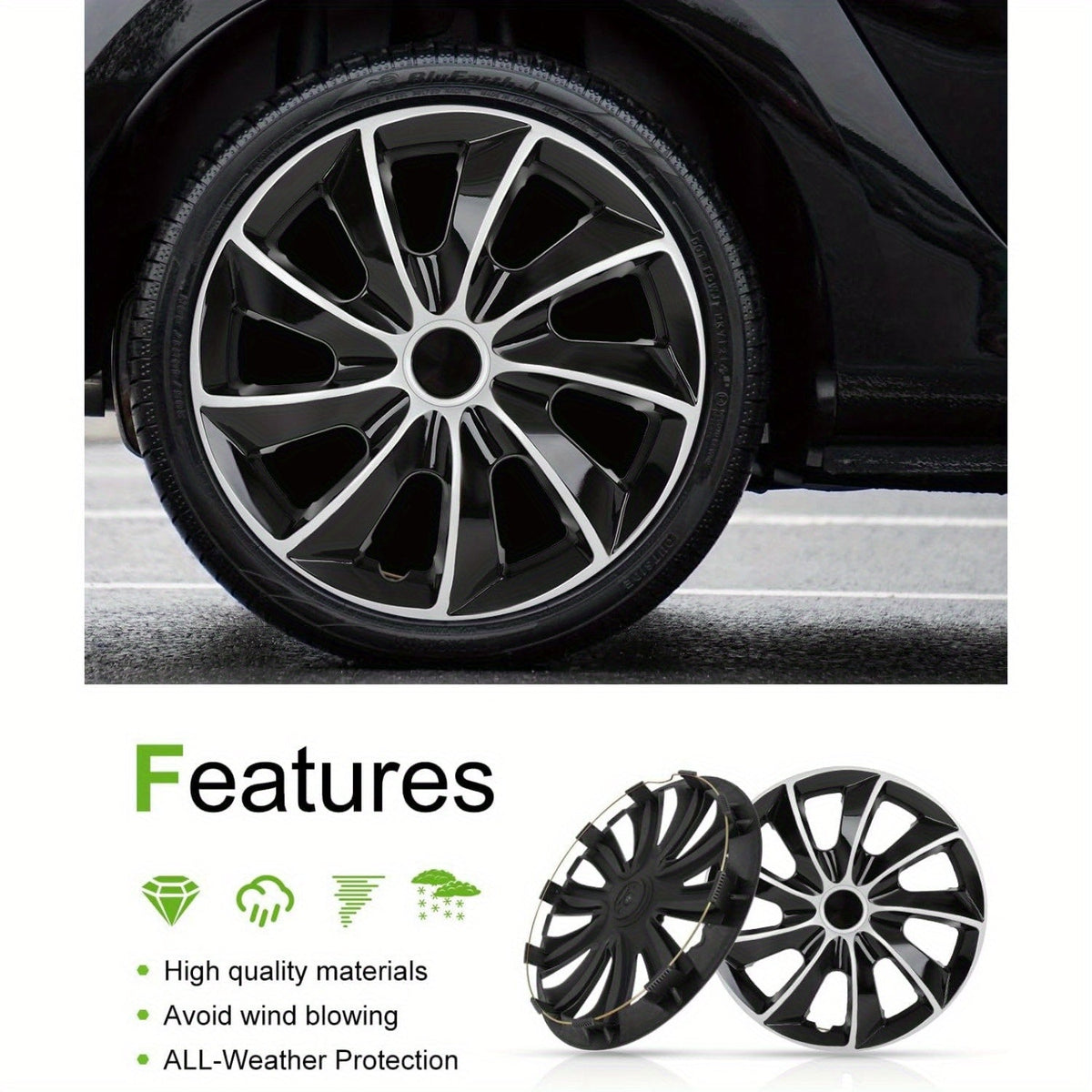 Hubcap 16 Inch Snap-On ABS Wheel Cover – OEM Steel Rim Replacement, High-Impact Resistant, Universal Fit Car Tire Exterior Cap with Premium Finish