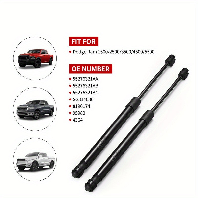 Hood Lift Support Shocks Struts 2-Pack for Dodge Ram 1500 2500 3500 2002-2010, OE Replacement Replaces 55276321AB 55372200AA 4364 SG314036