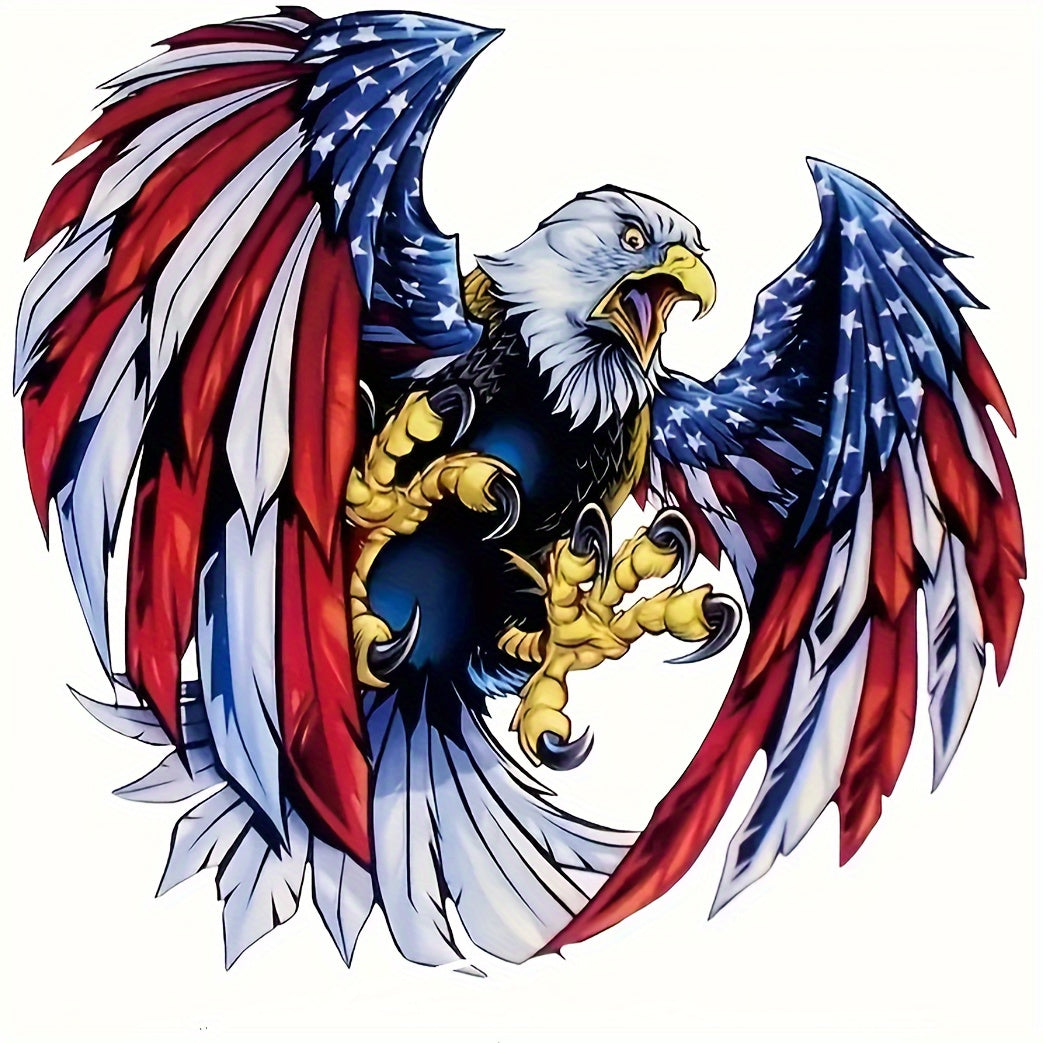 American Flag Eagle Vinyl Decals 4pcs Patriotic Glossy Sticker Set for Car Window Truck Bumper Laptop Helmet Toolbox Independence Day Memorial Day Veterans Day