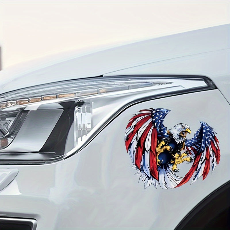 American Flag Eagle Vinyl Decals 4pcs Patriotic Glossy Sticker Set for Car Window Truck Bumper Laptop Helmet Toolbox Independence Day Memorial Day Veterans Day