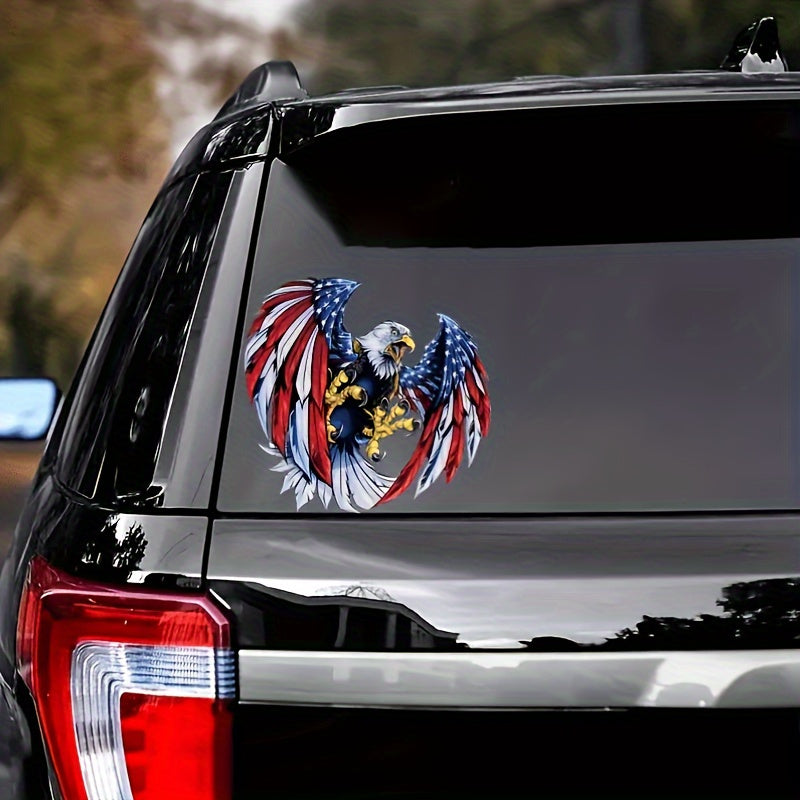 American Flag Eagle Vinyl Decals 4pcs Patriotic Glossy Sticker Set for Car Window Truck Bumper Laptop Helmet Toolbox Independence Day Memorial Day Veterans Day