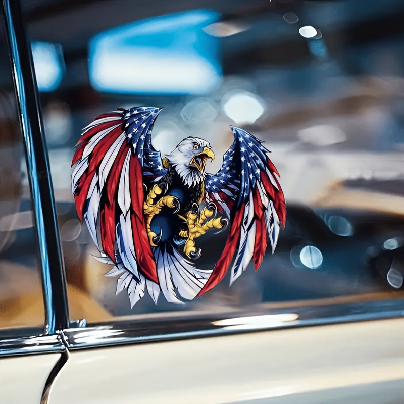 American Flag Eagle Vinyl Decals 4pcs Patriotic Glossy Sticker Set for Car Window Truck Bumper Laptop Helmet Toolbox Independence Day Memorial Day Veterans Day