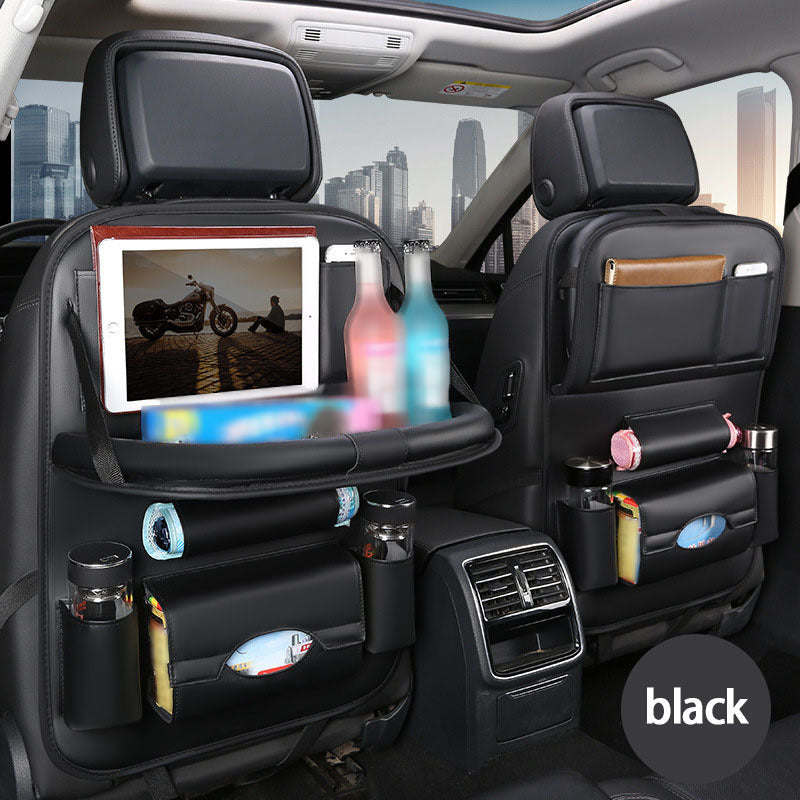 Car Rear Seat Organizer Storage Box – Multi-Function Console with Foldable Table, Footrest, Cup Holder, Tissue Box, Laptop Base & Dining Tray