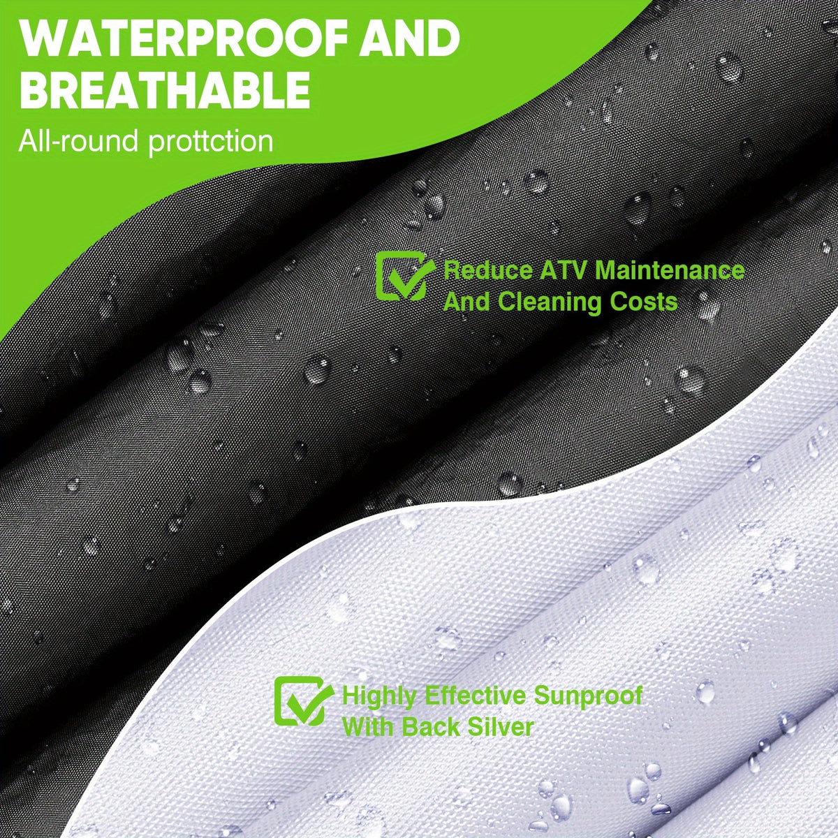 ATV Cover Waterproof 190T Polyester UV Protection Windproof Dustproof Universal Fit Quad Bike with Reflective Strip & Storage Bag