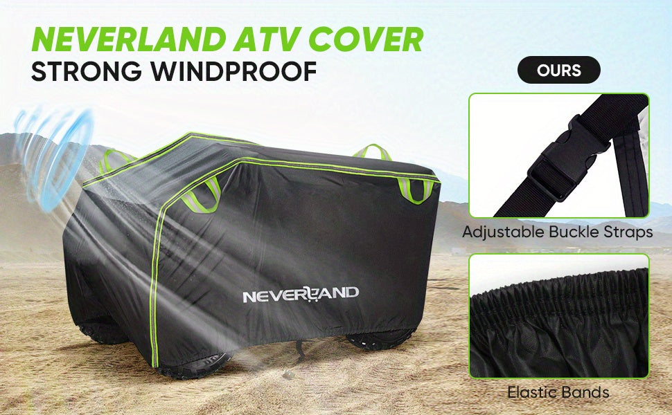 ATV Cover Waterproof 190T Polyester UV Protection Windproof Dustproof Universal Fit Quad Bike with Reflective Strip & Storage Bag