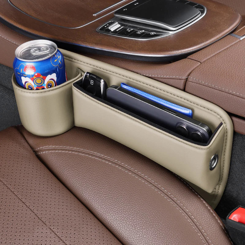 Car Seat Gap Filler Organizer – PU Leather Side Pocket Storage Box for Wallet, Keys, Cards & Phone, No-Tool Install, Fits All Cars, Black Beige Red Brown