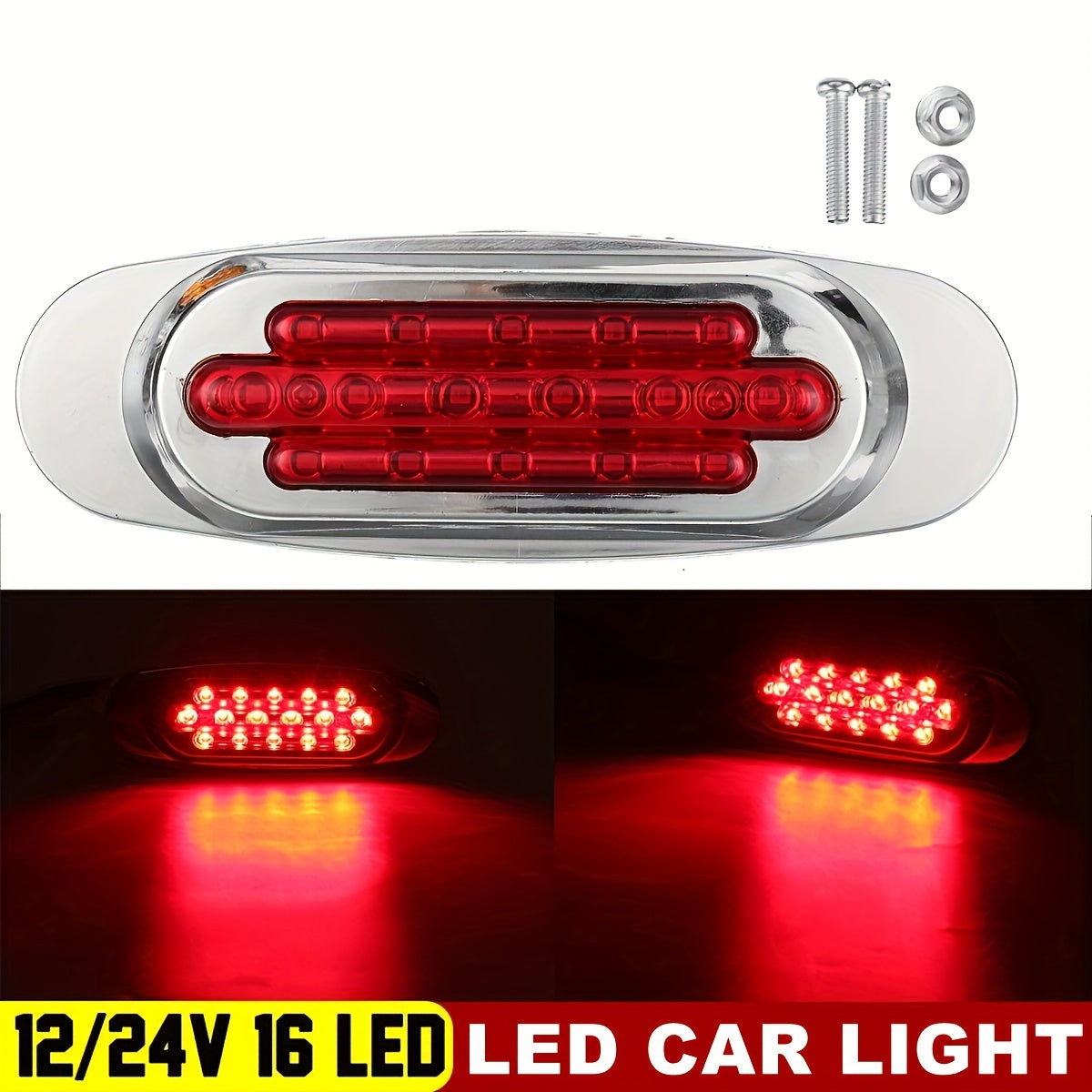 LED Side Marker Lights for Trucks & Trailers – 4pcs 16-LED Dual Mode Steady-On & Flash, 12-24V, Red White Blue Green Yellow