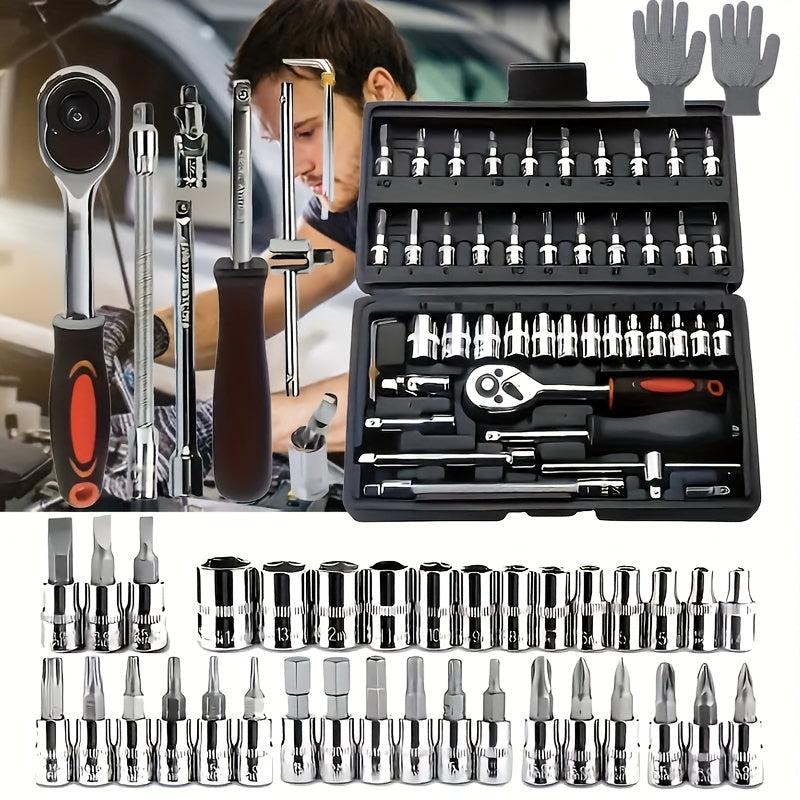 Professional Automotive Tool Kit 46 53 325pcs Ratchet Wrench Screwdriver Set for Car Motorcycle Bike Maintenance All-in-One Portable Mechanic Tool Set