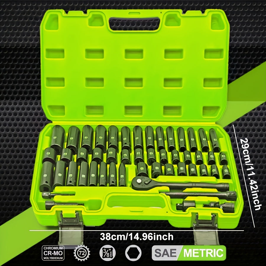 Socket Wrench Set 1/2" Drive – 44/34+1/50 Piece Pneumatic Tool Kit with Air Socket Wrench for Automotive & Household Repair