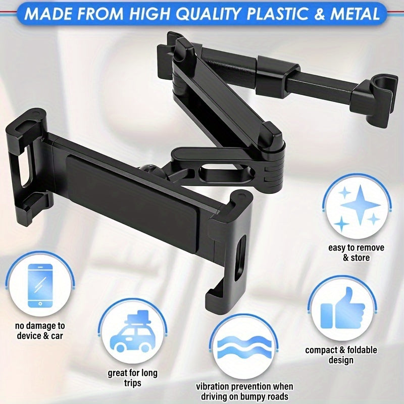 Car Headrest Mount Tablet & Phone Holder for Back Seat | Rear Seat Headrest Organizer for iPad, Tablets & Smartphones – Black