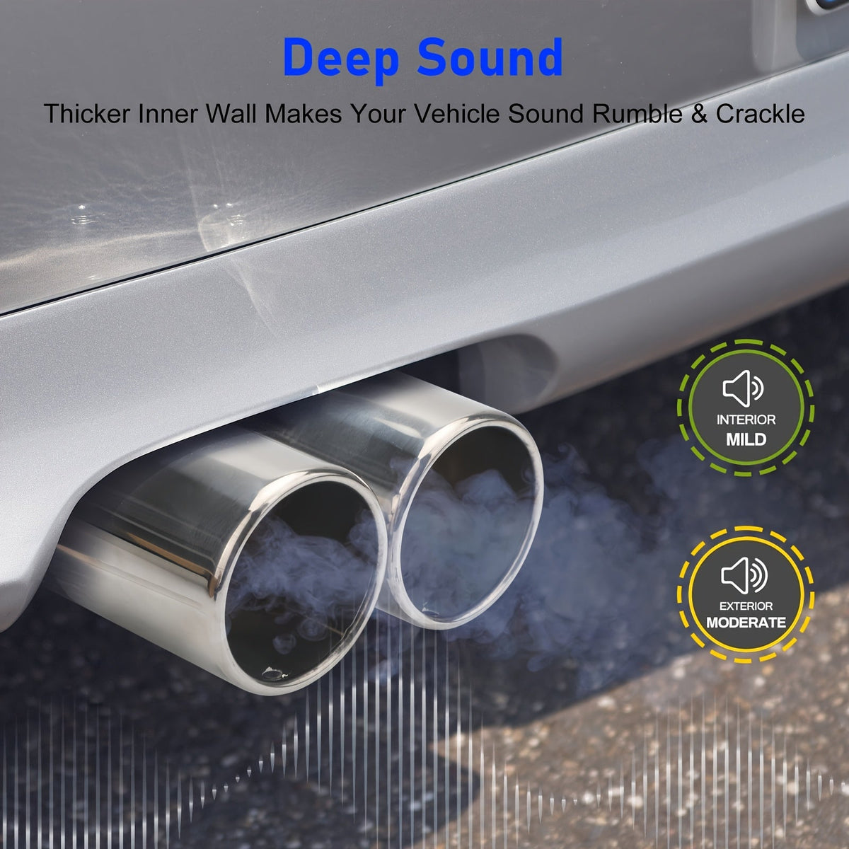 Dual Exhaust Tip Stainless Steel 2.5" Inlet – Double Outlet Curved Bolt-On Muffler Tail Tip, Bevel Port, Black & Blue