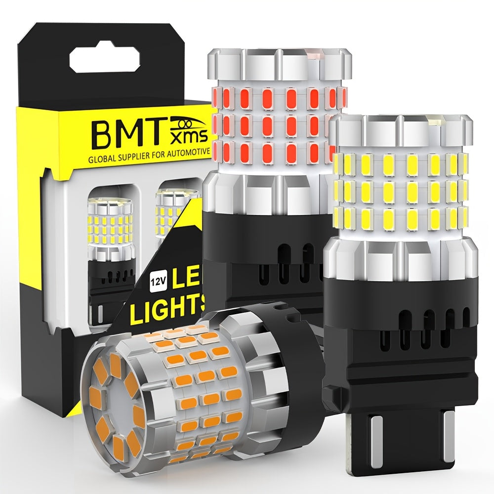 3157 LED Bulbs 2-Pack 4000LM 16W Super Bright for Brake Tail Stop Parking Reverse Turn Signal DRL Fits 3156 3057 4114 4157 P27/7W White Red Amber