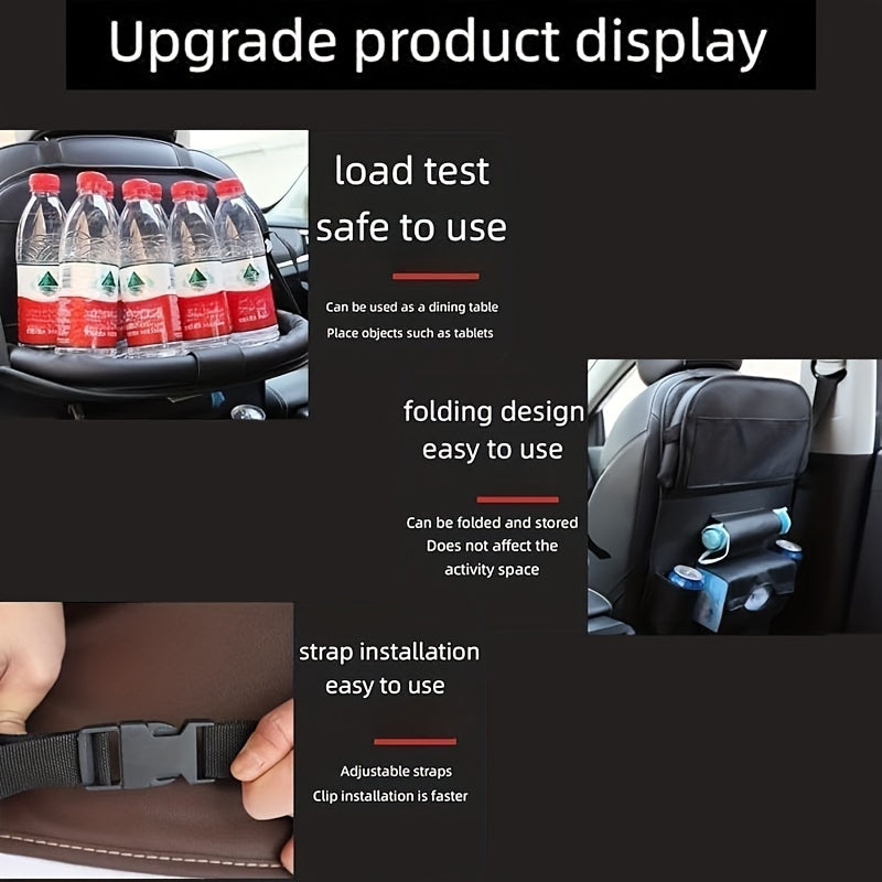 Car Back Seat Organizer 2-Pack – Foldable Table, Kick Mats, Cup Holder, Tissue Box, Laptop Station & Eating Tray – Family Road Trip Storage