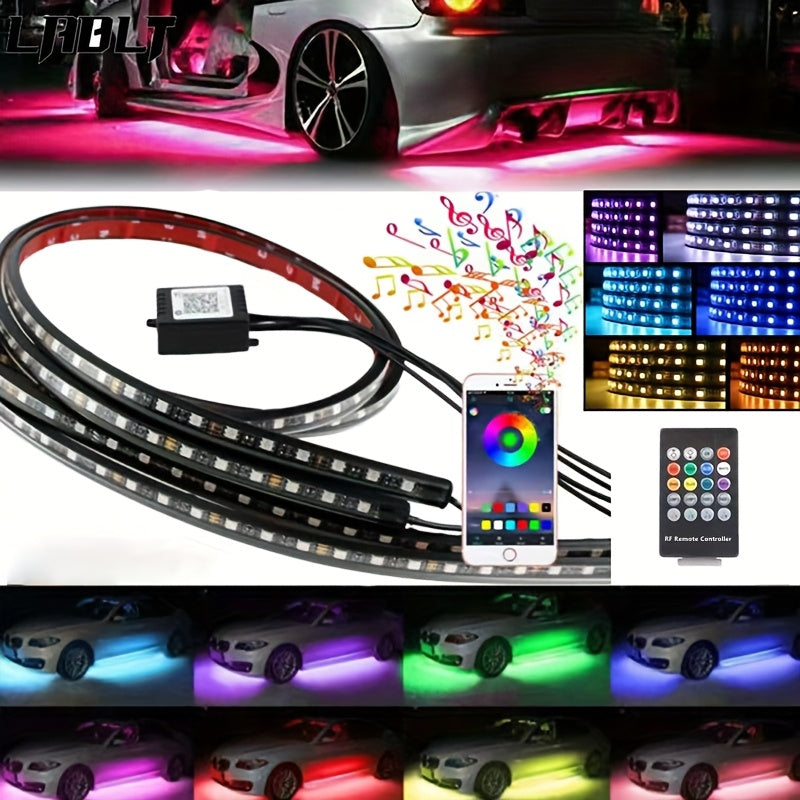 RGB LED Car Underglow Light Strip Kit, 35-47 Inch Neon Underbody Lights for SUV ATV UTV RZR Off-Road, Music Sync Voice Control App & Remote, Hardwired 12V, Exterior Ambient Lighting